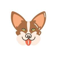 corgi dog head pet character vector