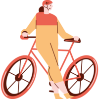 female cyclist with bicycle icon png