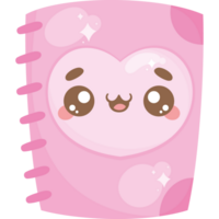 pink book kawaii comic character png