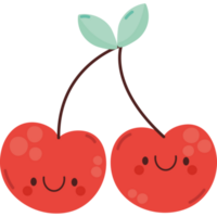 kawaii cherries design  png
