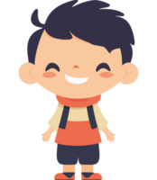 Cute cartoon boy smiling with a backpack  png