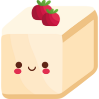 Fresh strawberry cake in cute cartoon design  png