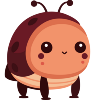 Cute cartoon beetle mascot smiling on white . png