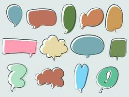 hand drawn Set of empty comic speech bubbles. vector doodle element illustration