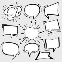 hand drawn Set of empty comic speech bubbles. vector doodle element illustration