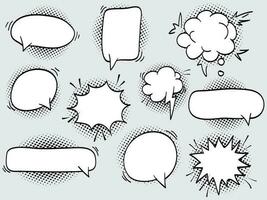 hand drawn Set of empty comic speech bubbles. vector doodle element illustration