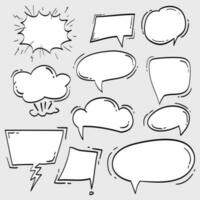 hand drawn Set of empty comic speech bubbles. vector doodle element illustration