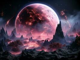 un rosado planeta en espacio, insano detalle hecho por ai generativo foto
