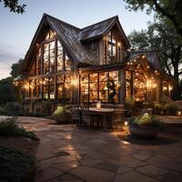 luxurious barn house, in 1940s vintage vibes with smooth lighting, classic photo AI generated