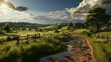 farm in sub urban at afternoon, ultra realistic, smooth lighting made by AI generative photo