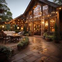 luxurious barn house, in 1940s vintage vibes with smooth lighting, classic photo AI generated