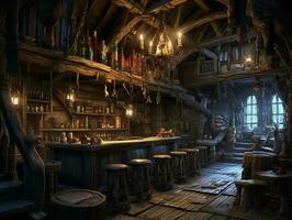 fantasy style tavern, insane detail AI generative photo