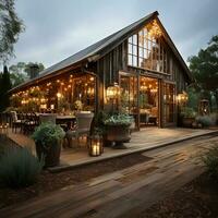 luxurious barn house, in 1940s vintage vibes with smooth lighting, classic photo AI generated