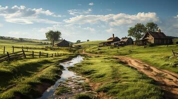 granja en sub urbano a tarde, ultra realista, suave Encendiendo hecho por ai generativo foto