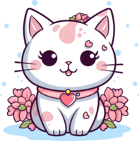 Kawaii cute happy Cat in clipart style, Generative Ai png