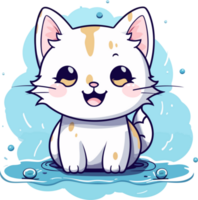 kawaii linda contento gato en clipart, generativo ai png