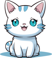 Kawaii cute happy Cat in clipart, Generative Ai png