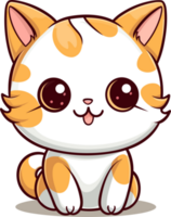 kawaii linda contento gato en clipart estilo, generativo ai png