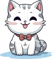 Kawaii cute happy Cat in clipart, Generative Ai png