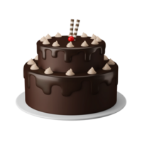 Süss Zucker Schokolade Kuchen schwarz Wald Western Essen Dessert 3d machen Symbol Illustration isoliert png