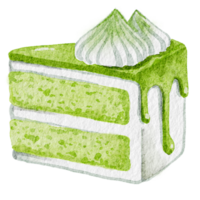 Matcha cake watercolor illustration png