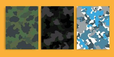 Set camouflage military pattern cover design. vector