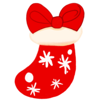 waterverf en tekening voor schattig rood sok met lintje. digitaal schilderij van icoon illustratie. Kerstmis en nieuw jaar element decoratie Aan vakantie. png