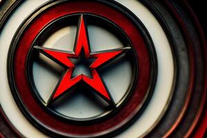 A Red Star Is In The Center Of A Circle. photo