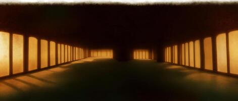 A Long Hallway With Lots Of Windows In It. photo