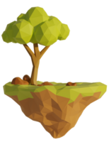 tree on the island in low polygon style png