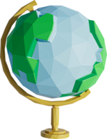 3d rendering of globe in low polygon style png