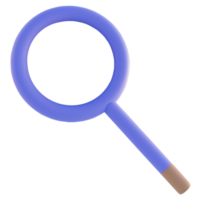 3d icon of violet magnifying glass png