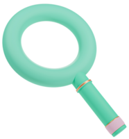 3d illustration of pastel green magnifying glass icon png