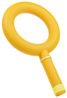 3d render of golden magnifying glass isolated png