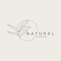 Leaf Line Logo, Beautiful Hand Drawn Design, Botanical Minimalist Vector, Simple Organic Plant Feminine Logo vector