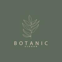 Leaf Line Logo, Beautiful Hand Drawn Design, Botanical Minimalist Vector, Simple Organic Plant Feminine Logo vector