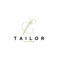 Tailor Logo, Needle and Thread Vector, Retro Vintage Simple Minimalist Old Inspiration Design vector