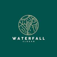 Waterfall Logo, River Mountain Forest Exploring Design Illustration vector