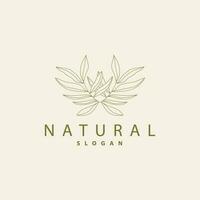 Leaf Line Logo, Beautiful Hand Drawn Design, Botanical Minimalist Vector, Simple Organic Plant Feminine Logo vector