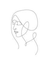 woman face eye closed monoline decorative one line vector