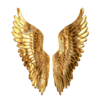 A Stunning 3D Golden Wings with Transparent Background, Free file - png