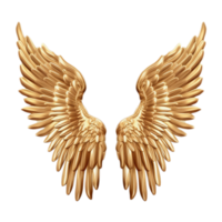 Golden Wings in 3D with with Transparent Background, Free file - png