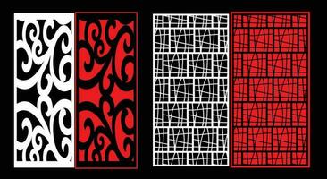 Decorative wall panels set Jali design CNC pattern, laser cutting pattern, router CNCcutting. vector