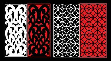 Decorative wall panels set Jali design CNC pattern, laser cutting pattern, router CNCcutting. vector