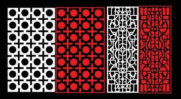 Decorative wall panels set Jali design CNC pattern, laser cutting pattern, router CNCcutting. vector