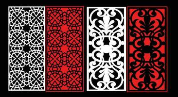 Decorative wall panels set Jali design CNC pattern, laser cutting pattern, router CNCcutting. vector