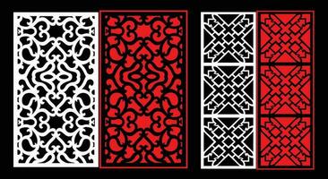 Decorative wall panels set Jali design CNC pattern, laser cutting pattern, router CNCcutting. vector