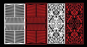 Decorative wall panels set Jali design CNC pattern, laser cutting pattern, router CNCcutting. vector