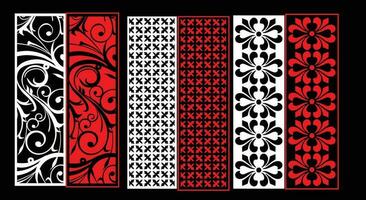 Decorative wall panels set Jali design CNC pattern, laser cutting pattern, router CNCcutting. vector