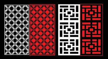 Decorative wall panels set Jali design CNC pattern, laser cutting pattern, router CNCcutting. vector